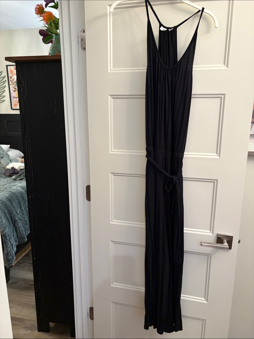 GAP Black Sleeveless Tie-Waist Jumpsuit, wide leg, cropped